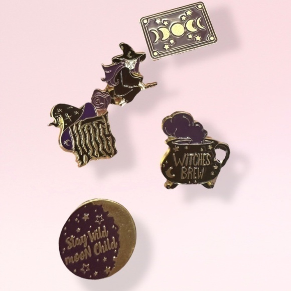 4/$25 Witchy Enamel Pin Set (enlarged in cover shot)